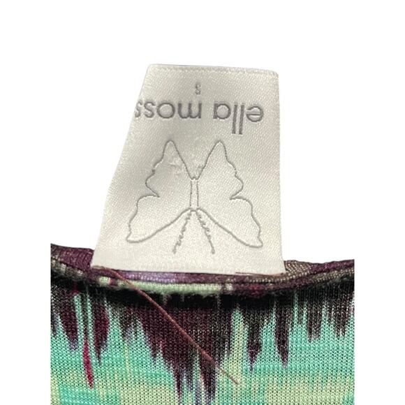 Small Ella Moss Cold Shoulder Flutter Sleeve Patterened Womens Top - Picture 11 of 13